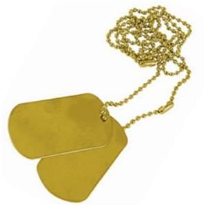 VIPER 2 x GOLD ARMY DOG TAGS PLUS CHAIN
