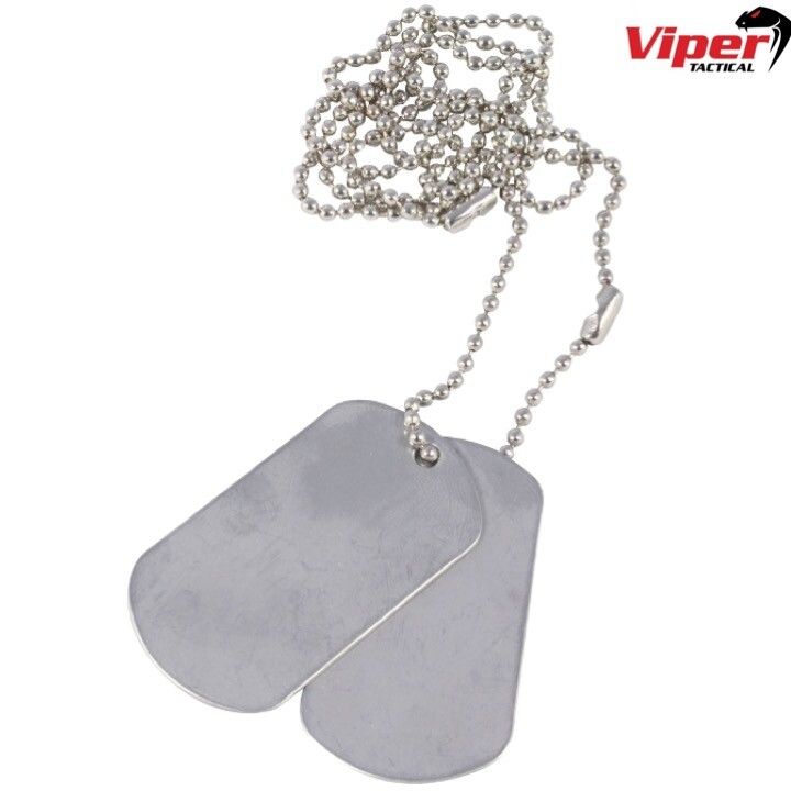 VIPER 2 x SILVER ARMY DOG TAGS PLUS CHAIN