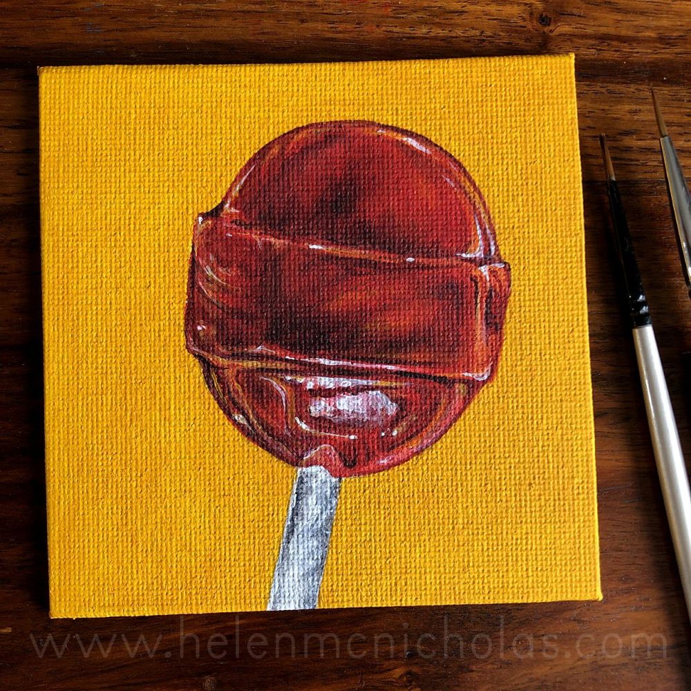 Red Lollipop - small original painting 