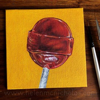 Red Lollipop - small original painting 