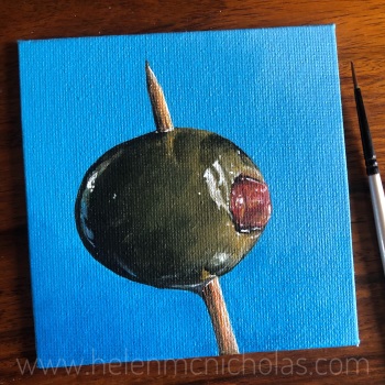Green Olive - small original painting 