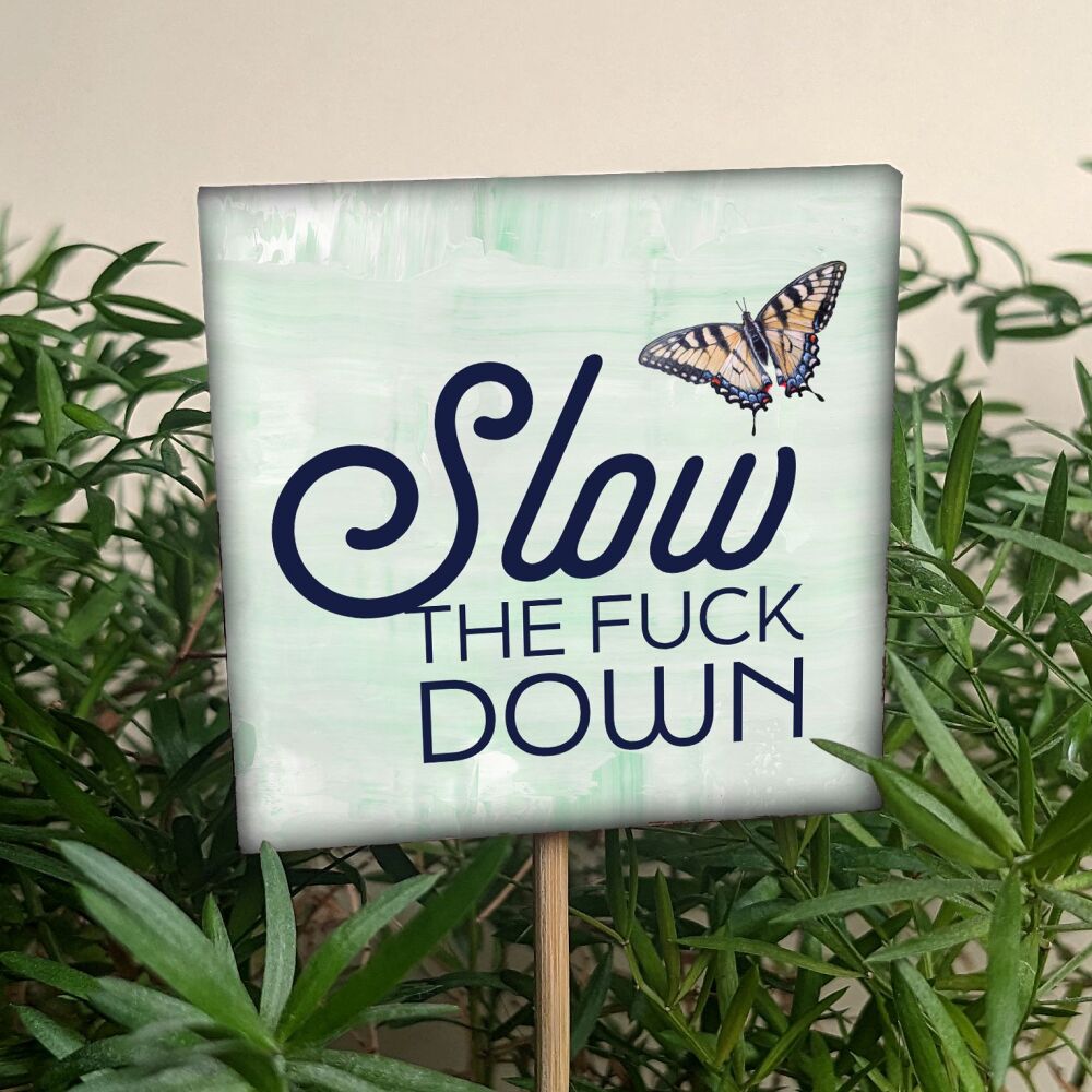 SLOW THE F@CK DOWN HOUSEPLANT STAKE