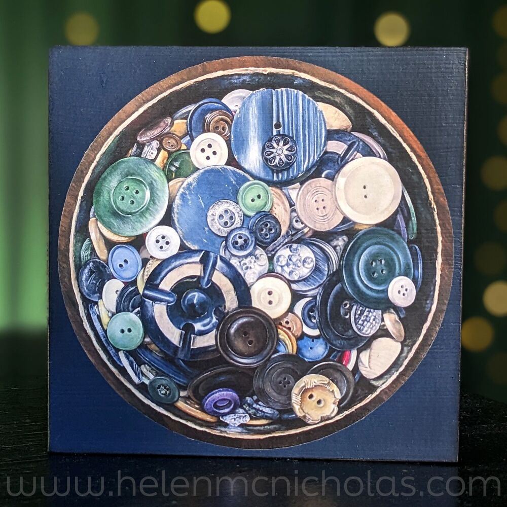 SQUARE PRINT BLOCK - 'GRANDMA'S BUTTON BOX'
