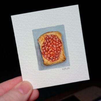 TINY ORIGINAL PAINTING - BEANS ON TOAST