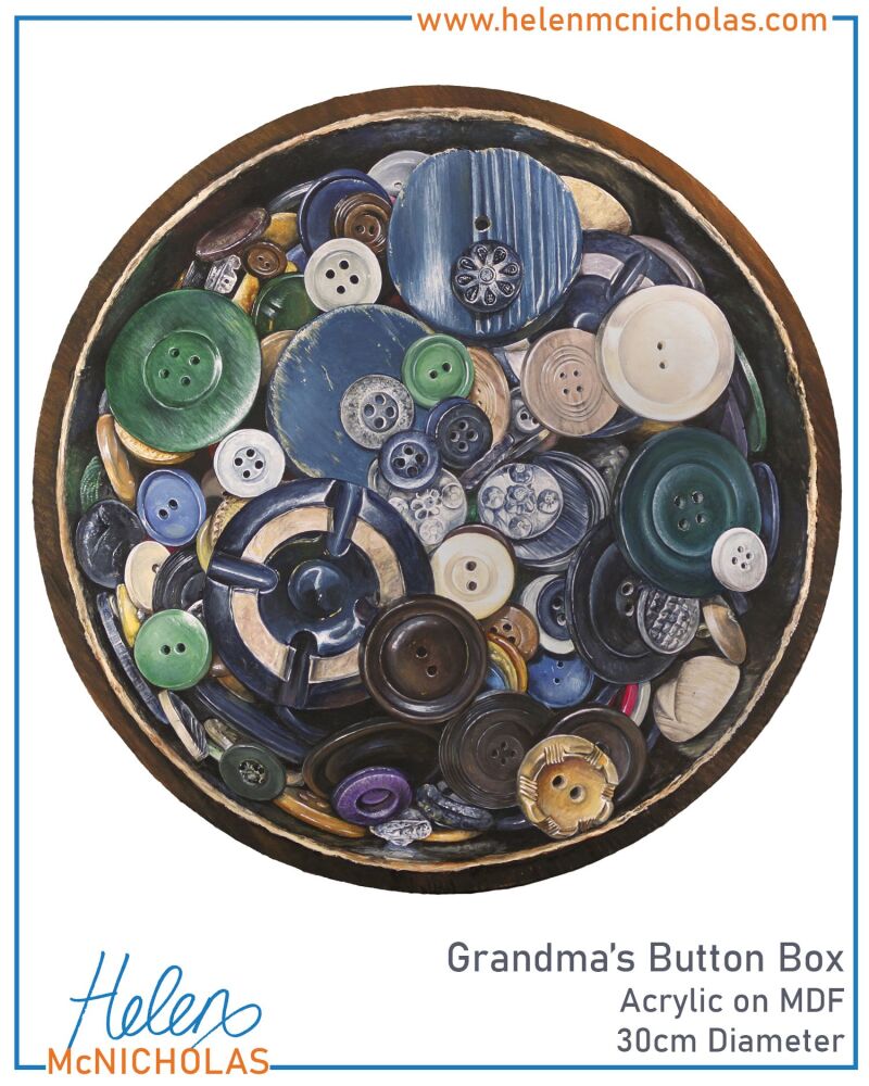 ORIGINAL PAINTING - GRANDMA'S BUTTON BOX