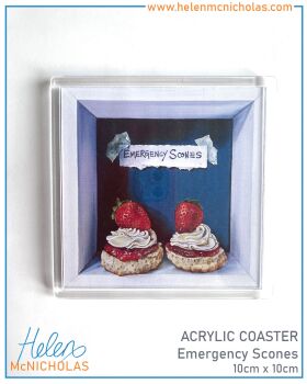 ACRYLIC COASTER - 'EMERGENCY SCONES'