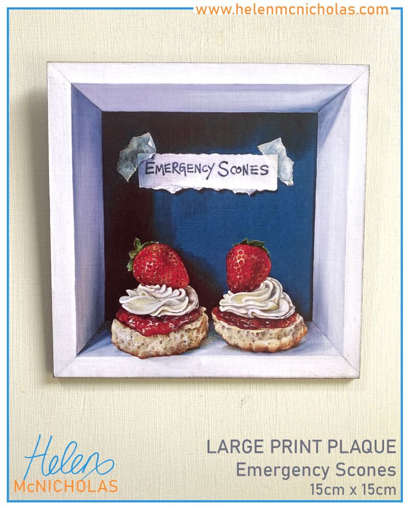LARGE SQUARE PRINT PLAQUE - 'EMERGENCY SCONES'