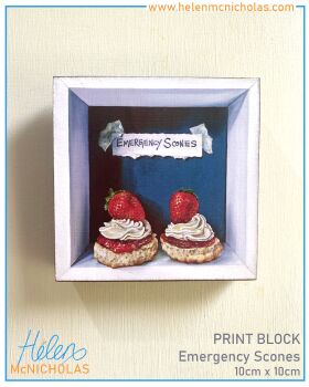 SQUARE PRINT BLOCK - 'EMERGENCY SCONES'