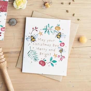 May Your Christmas Bee Merry and Bright Card  by Hannah Marchant
