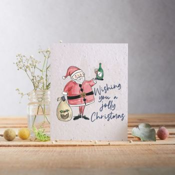 Santa Wishing You a Jolly Christmas Card by Hannah Marchant