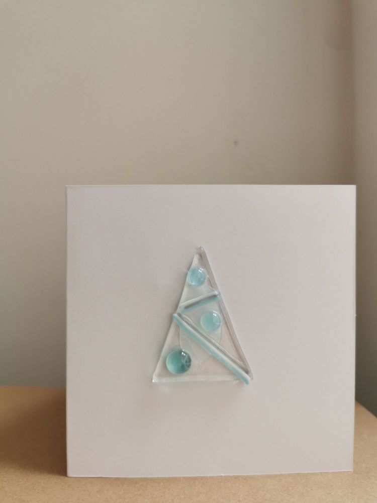 Christmas Tree (Baubles) Fused Glass Card by Faye Trevelyan 