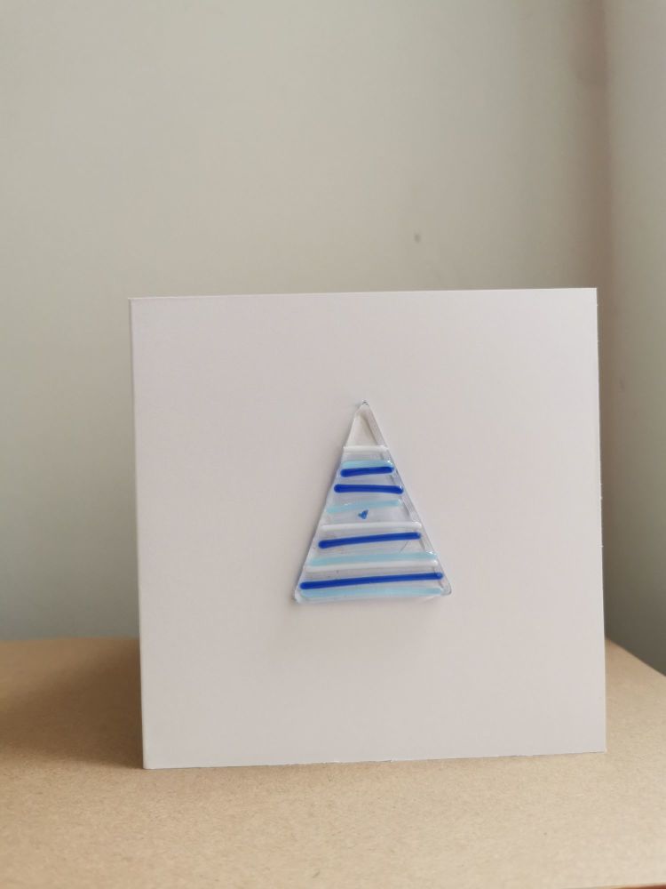 Christmas Tree (Tinsel) Fused Glass Card by Faye Trevelyan 