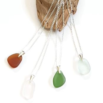 Sea Glass Pendant and Chain by Seapig