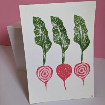 Candied Beetroot Lino Print by Ellie Edwards Lino