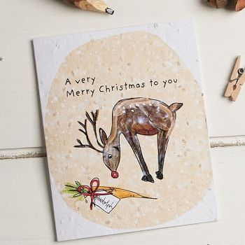 Rudolph Wishing You A Very Merry Christmas Card by Hannah Marchant