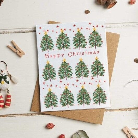 Happy Christmas with Trees Card by Hannah Marchant