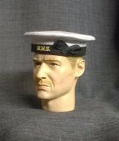 Banjoman 1:6 Scale Custom WW2 Royal Navy Seaman's Cap - White