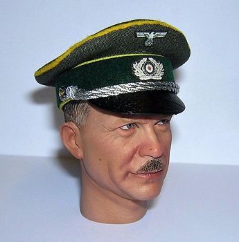 Banjoman custom made 1/6th Scale WW2 German Green Heer Cavalry Officer's Visor Cap. 