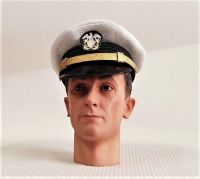 Banjoman custom made 1/6th Scale WW2 U.S. Navy Officer's White Cap.