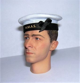 Banjoman 1:6 Scale Custom WW2 Australian Royal Navy Seaman's Cap - White