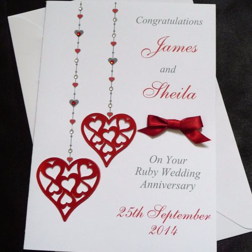 Personalised Ruby  Wedding  Anniversary  Wedding  Day Card 