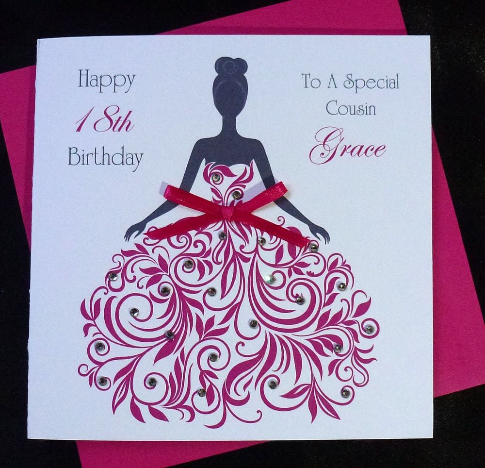 Square Birthday Card - Lady in Pink. 