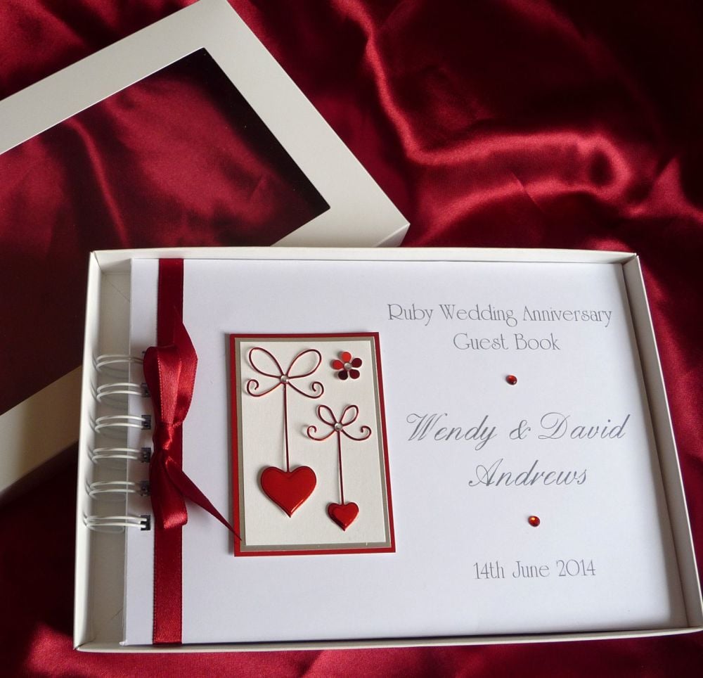 A5 WEDDING ALBUM PERSONALISED 1509RBK RUBY ANNIVERSARY GUEST BOOK