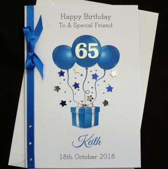 Birthday Card - Party Balloons - ANY age - Available in Blue or Gold