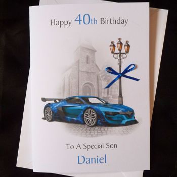 Birthday Card - Sports Car Scene