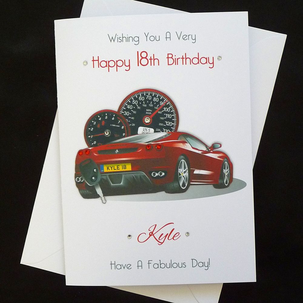 Male Birthday Card - Red Sports Car. For the man that's got everything!