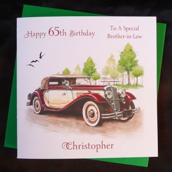 Birthday Card - Vintage Car Scene