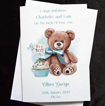 New Baby Greeting Card - Cute Teddy Bear