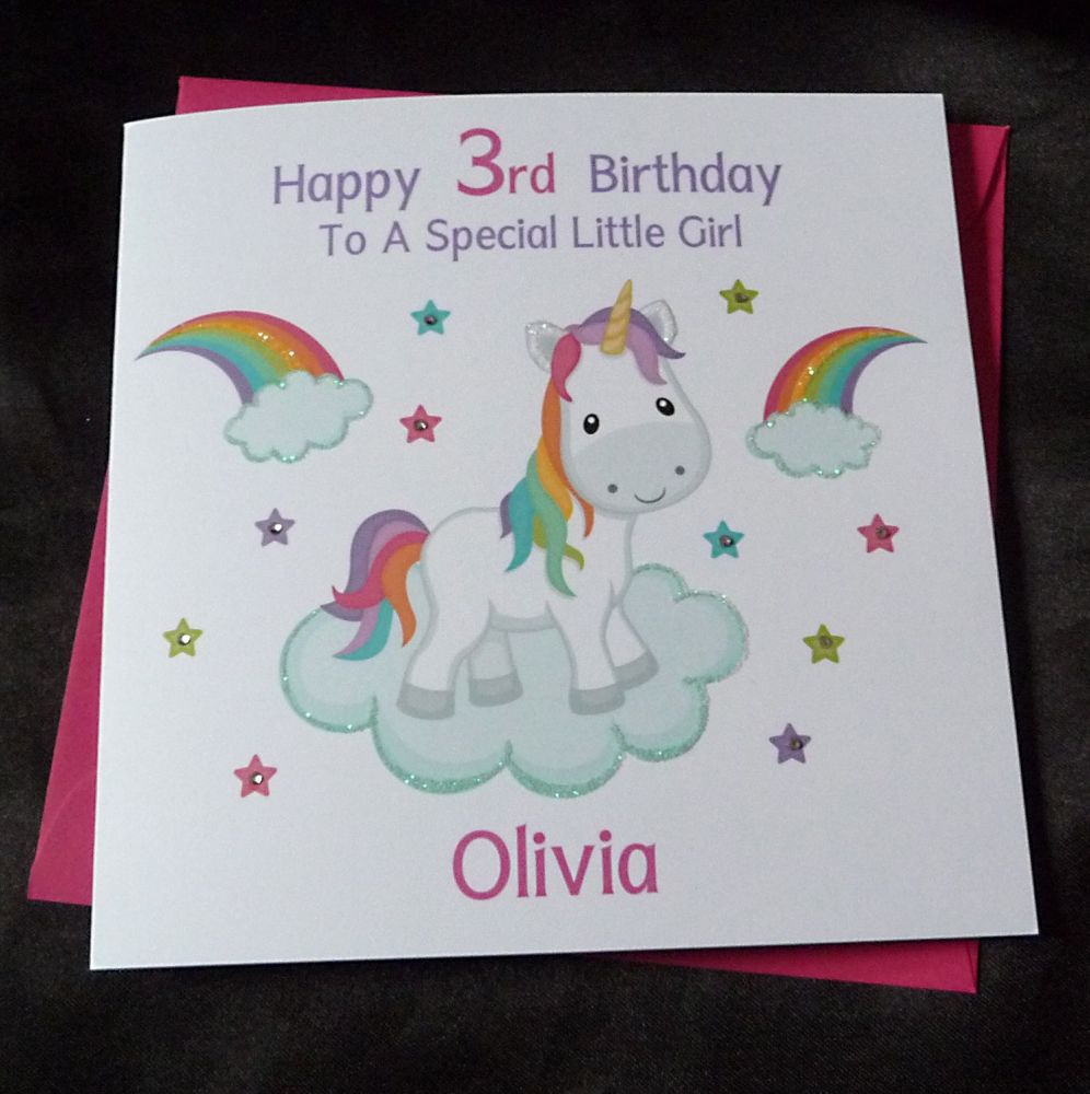 Birthday Card - Cute Unicorn. Perfect for little girls