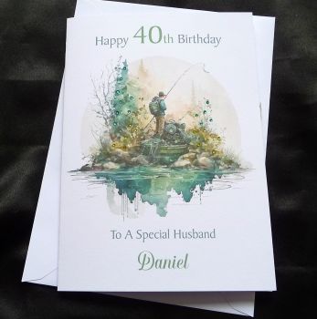Birthday Card - Fishing / Angling Scene