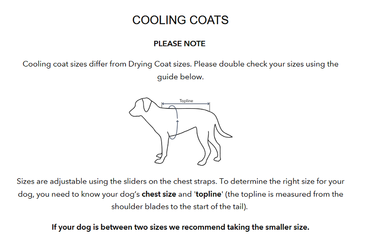 cooling coat size