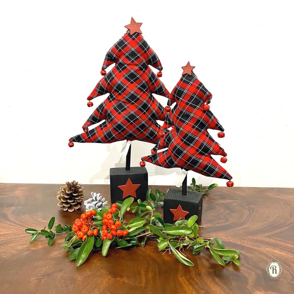 Fabric Christmas Trees - Red & Black Buffalo Check