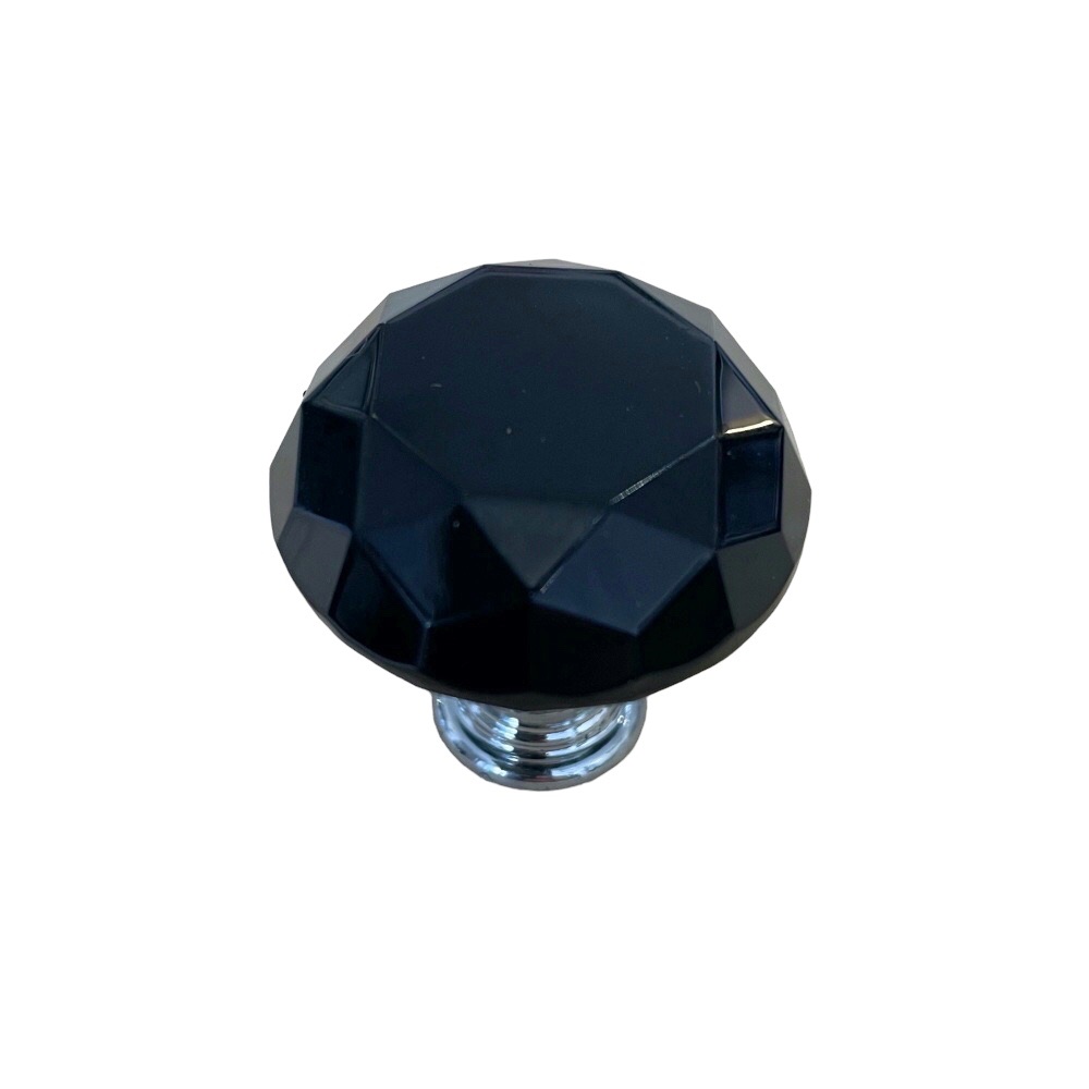 Knobs - Black Faceted Glass