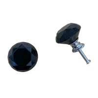 Knobs - Black Faceted Glass