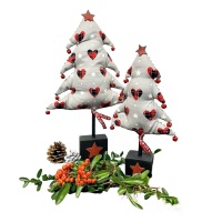 Fabric Christmas Trees - Chequered Hearts