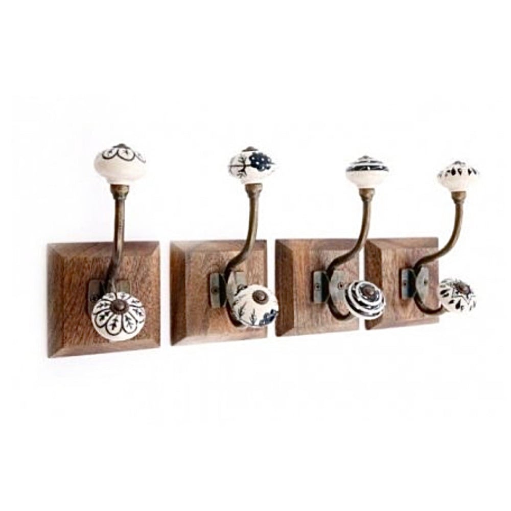 Hooks - Ceramic Knobs on Wood