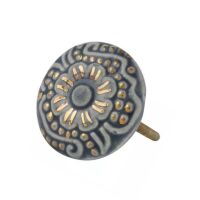 Knobs - Grey and Gold Ceramic