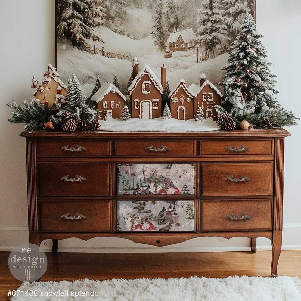 A3 Decoupage Tissue Paper - Snowfall Splendour