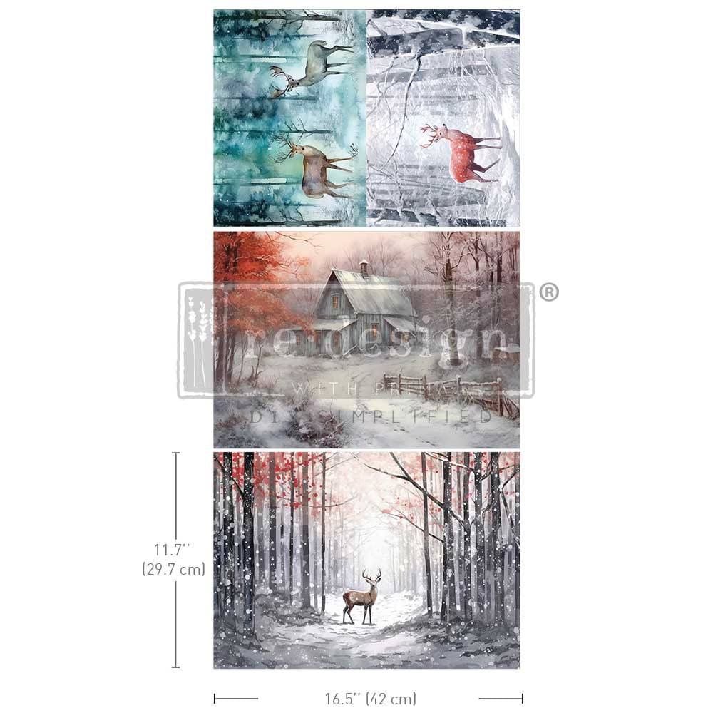 Pre-Order A3 Decoupage Tissue Paper - Dashing Through the Pines