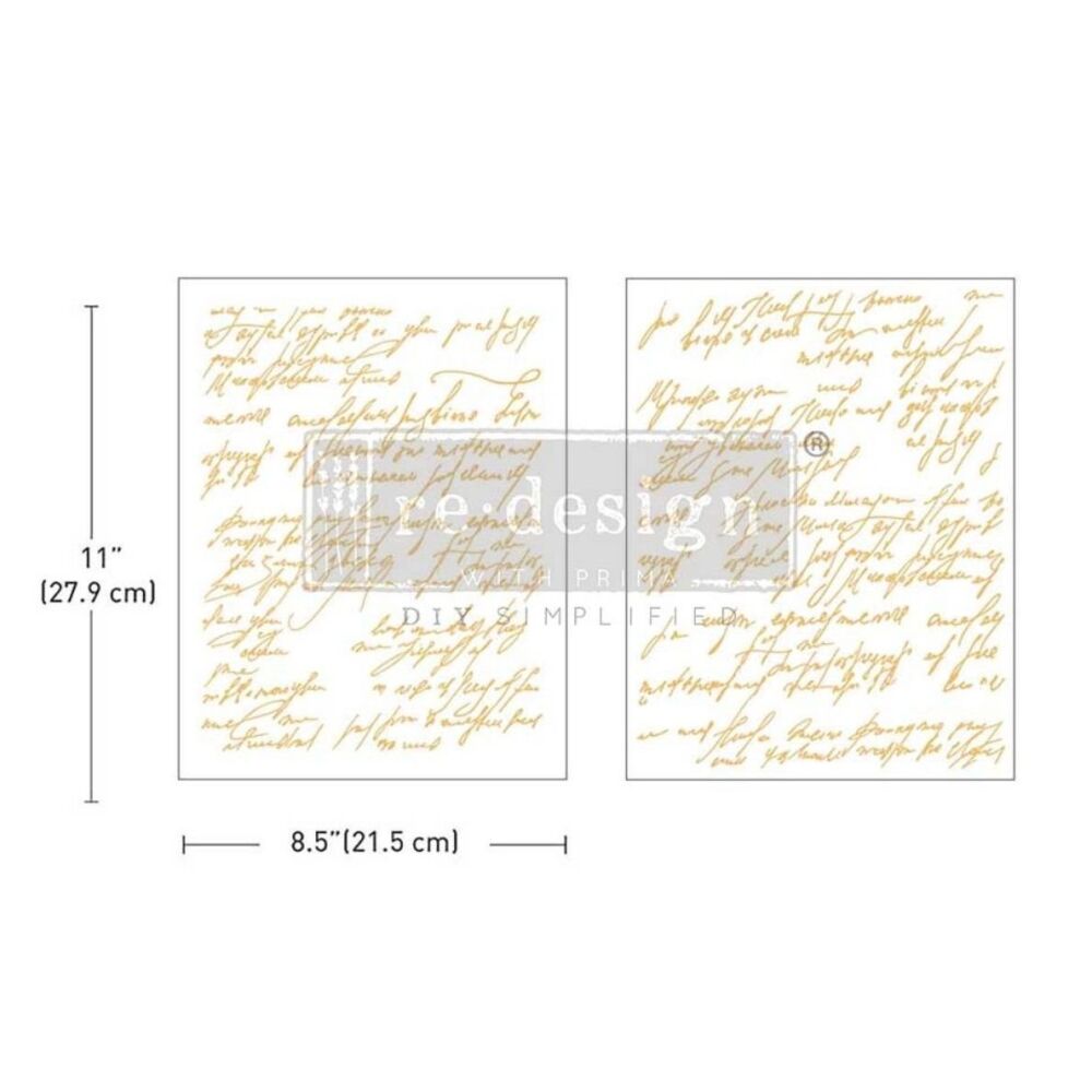 Decor Transfer - Shimmering Script A4 (Gold Foil)