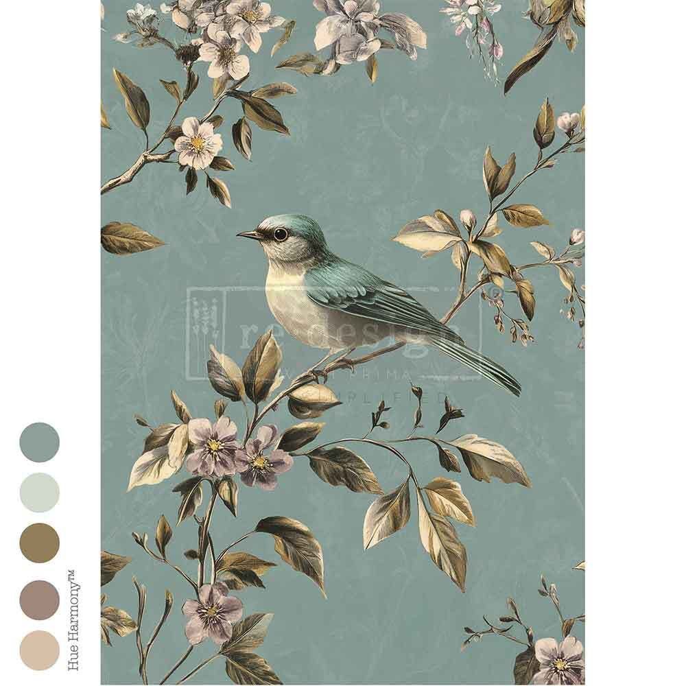 A1 Decoupage Fibre Paper - Blue Song
