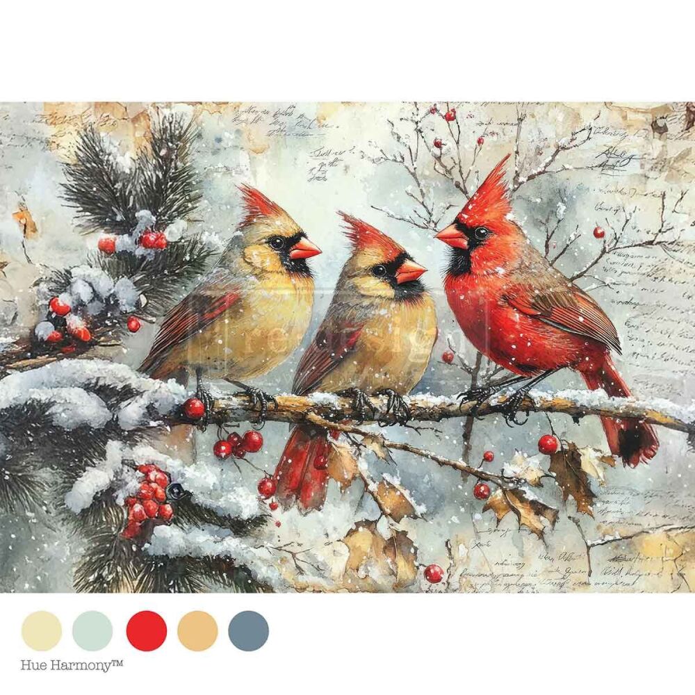 A4 Decoupage Fibre Paper - Crimson Noel