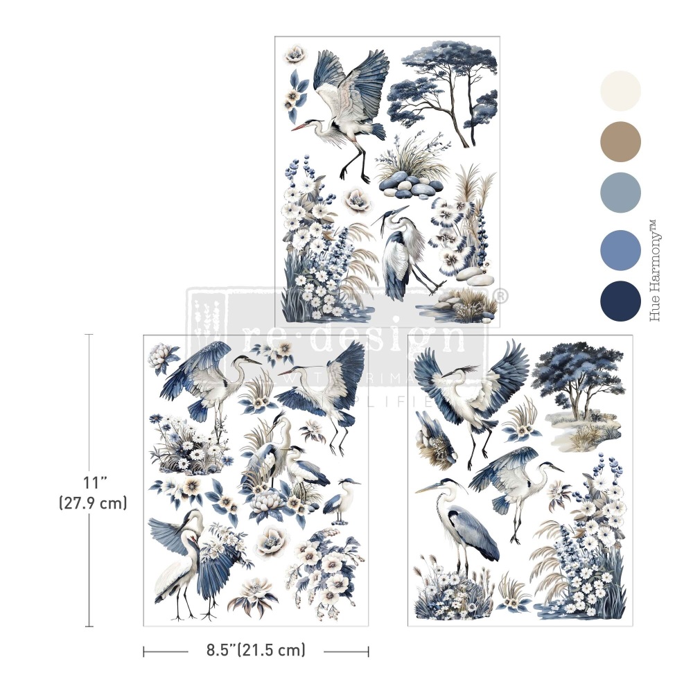 Decor Transfer - Silver Heron (A4)