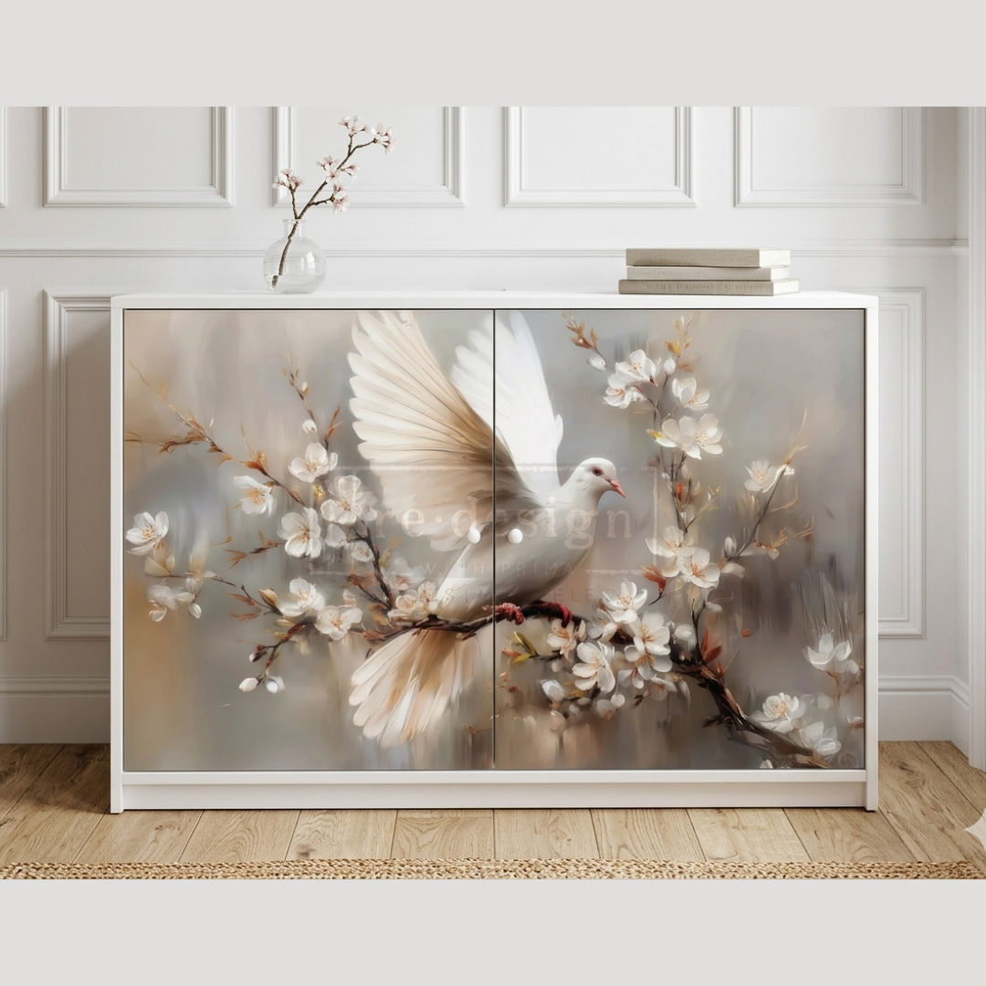 A1 Decoupage Fibre Paper - Alabaster Grace