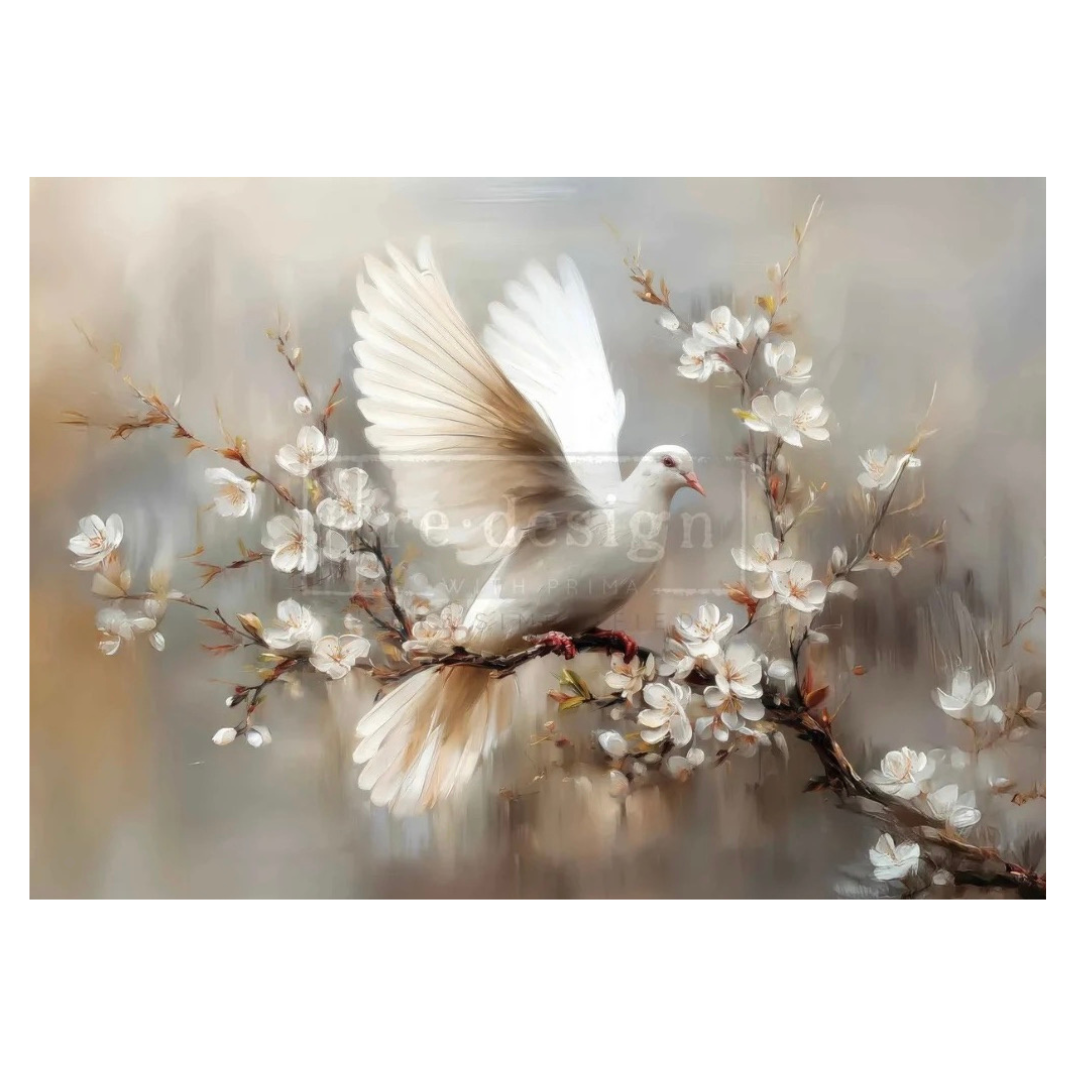 A1 Decoupage Fibre Paper - Alabaster Grace