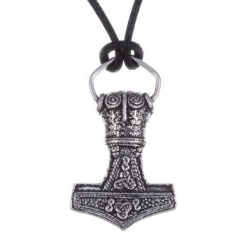 Thor's Hammer Amulet Pendant on Leather Thong by St Justin of Penzance